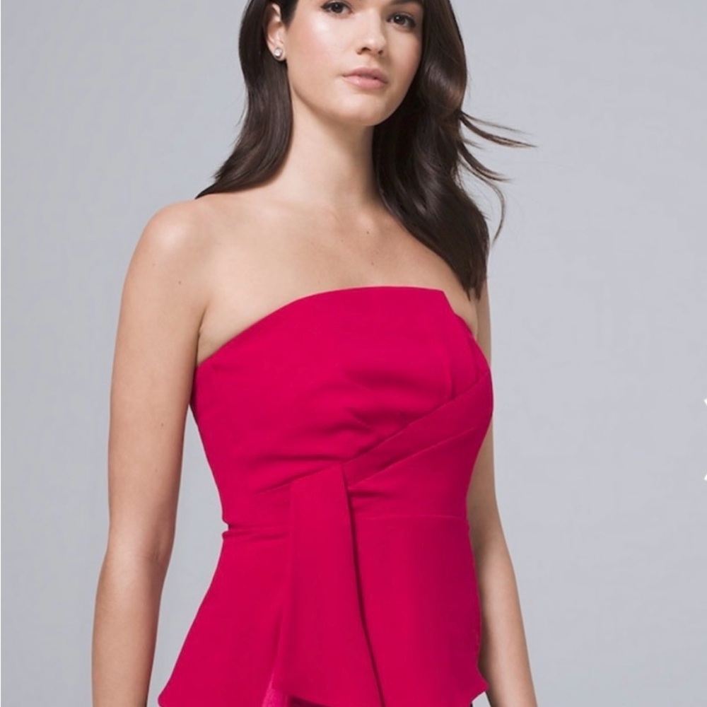 White House Black Market Vibrant Pink Strapless Top